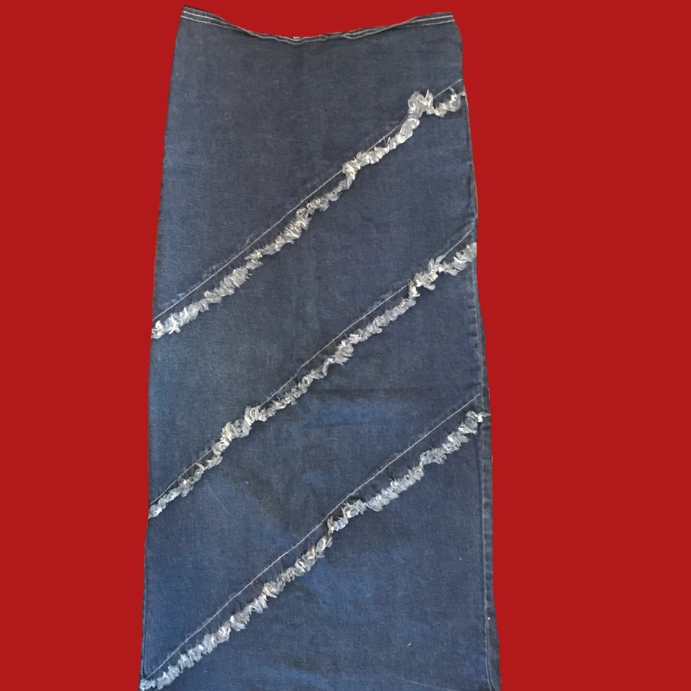 Long Distressed Pencil Skirt